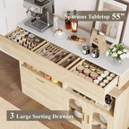Mobile credenza a 3 cassetti e 3 ante in legno naturale per 1