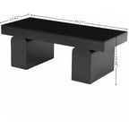 Tavolino da caffè in legno nero rettangolare, 55", Base a piedistallo, Posti a sedere 1–4