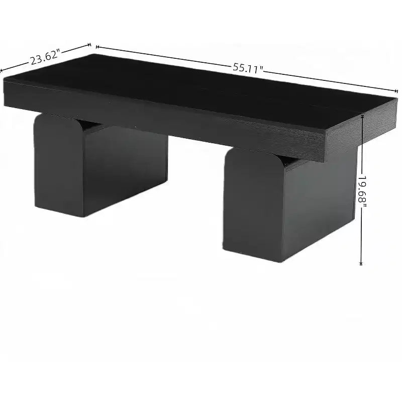 Tavolino da caffè in legno nero rettangolare, 55", Base a piedistallo, Posti a sedere 1–4