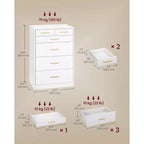 Cassettiera a 6 cassetti Cloud White / Ink Black, stile moderno, per una persona