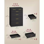 Cassettiera a 6 cassetti Cloud White / Ink Black, stile moderno, per una persona