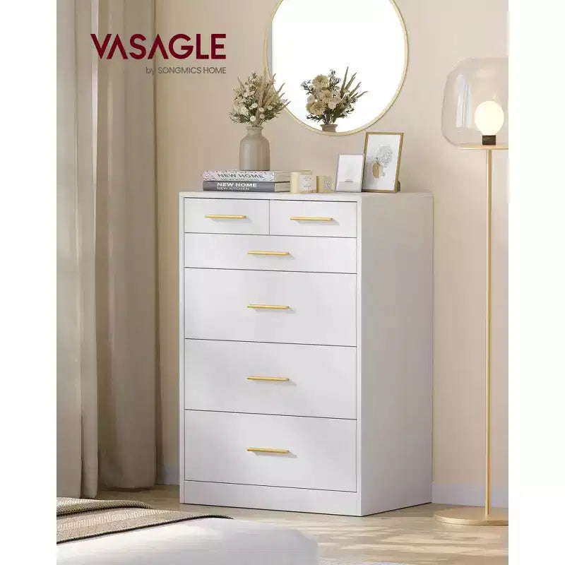 Cassettiera a 6 cassetti Cloud White / Ink Black, stile moderno, per una persona