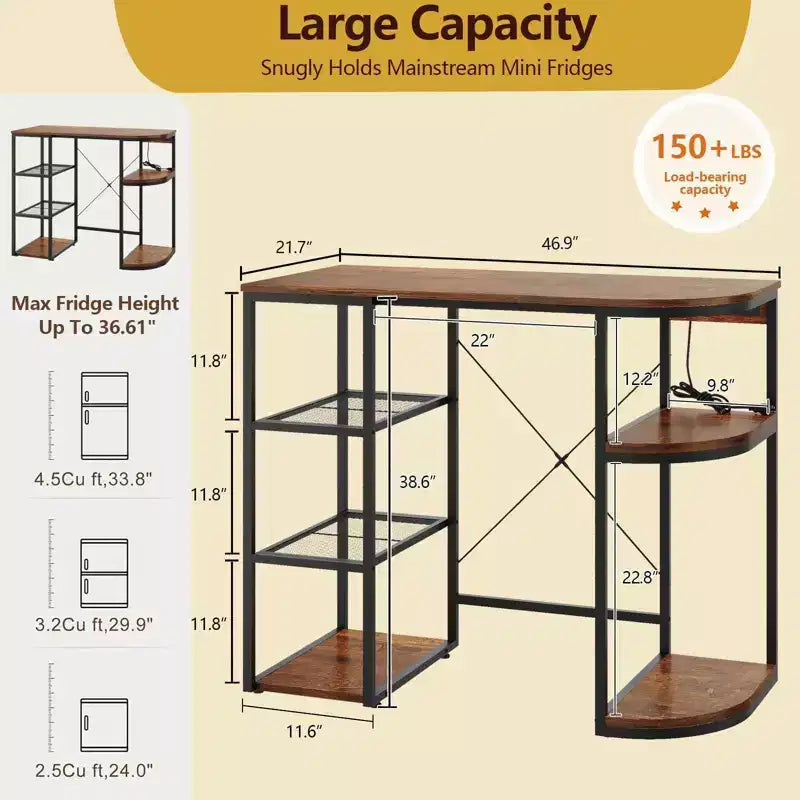 Scaffale a 5 ripiani aperto nero con presa elettrica, utente singolo