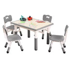 Set Tavolo Regolabile in Altezza e 4 Sedie per Bambini Colore Blu / Grigio / Legno
