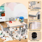 Set Tavolo Regolabile in Altezza e 4 Sedie per Bambini Colore Blu / Grigio / Legno