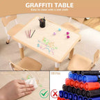 Set Tavolo Regolabile in Altezza e 4 Sedie per Bambini Colore Blu / Grigio / Legno