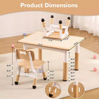 Set Tavolo Regolabile in Altezza e 4 Sedie per Bambini Colore Blu / Grigio / Legno