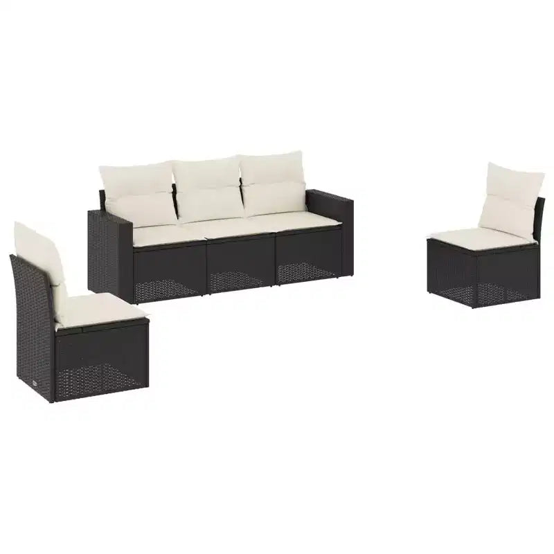 vidaXL Garden Sofa Set Black PE rattan Large Adjustable Feet