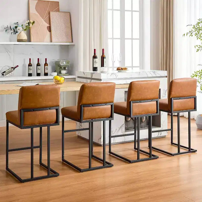 Sgabelli da bar con schienale in similpelle marrone/grigio scuro, altezza 61 cm, set da 2