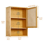 Mobiletto da parete in bambù naturale/bianco con ante in rattan – Sopra il WC, monolocale