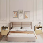Comodino scanalato in rovere naturale con cassetto, per 1 persona, set da 2