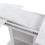 Tavolo da Pranzo Rettangolare Allungabile Bianco/Nero con Piano Effetto Marmo e Contenitore, per 4–6 persone
