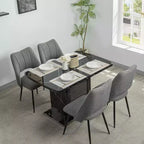 Tavolo da Pranzo Rettangolare Allungabile Bianco/Nero con Piano Effetto Marmo e Contenitore, per 4–6 persone