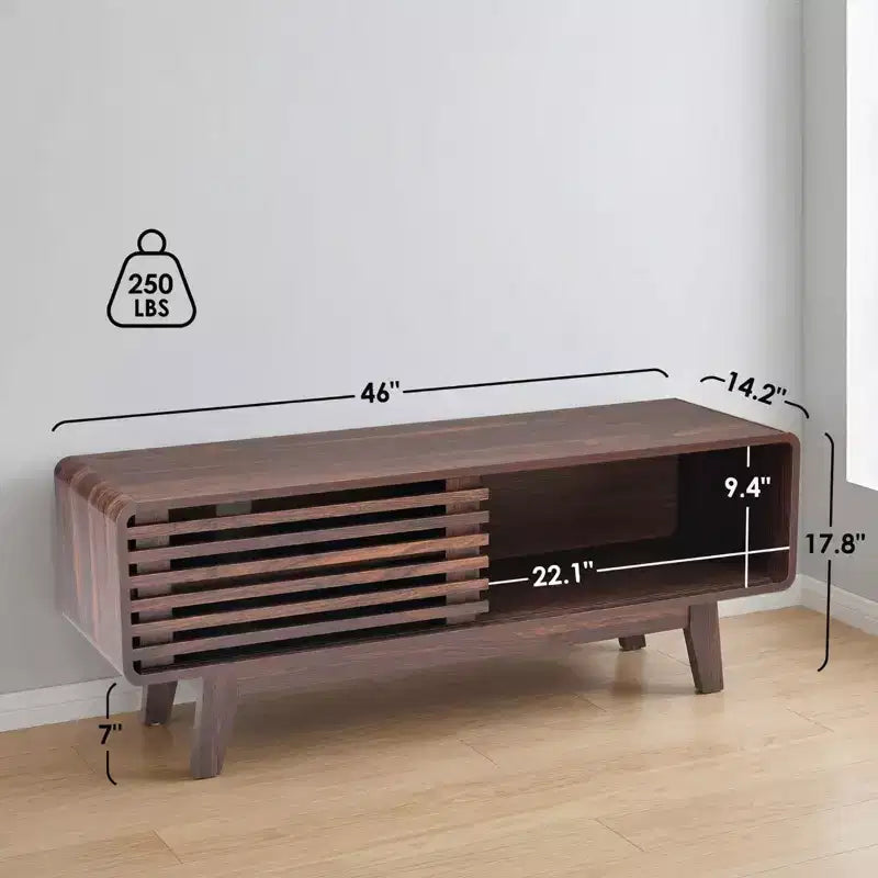 Mobile TV in legno naturale, stile Mid-Century Modern, per 1 persona, adatto a TV fino a 59"