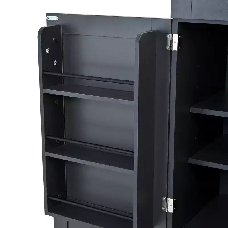 Mobile dispensa da cucina a colonna nero/blu/bianco, mobile indipendente con portabottiglie, per 1