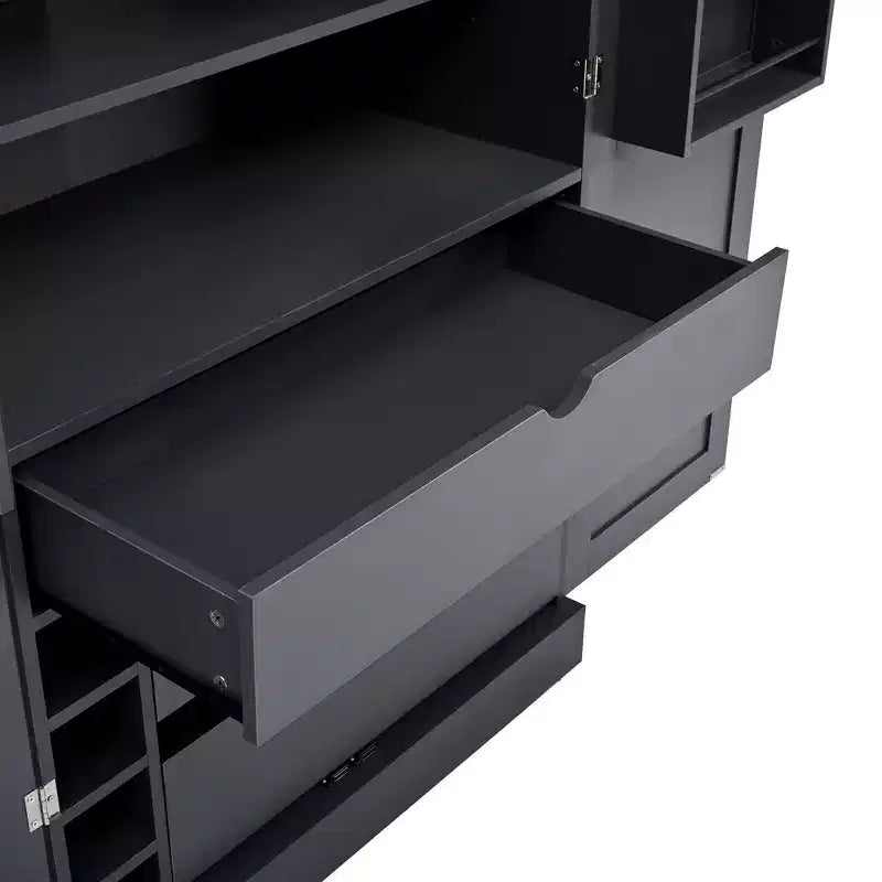 Mobile dispensa da cucina a colonna nero/blu/bianco, mobile indipendente con portabottiglie, per 1