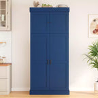 Mobile dispensa da cucina a colonna nero/blu/bianco, mobile indipendente con portabottiglie, per 1