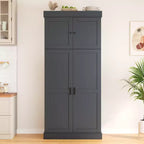 Mobile dispensa da cucina a colonna nero/blu/bianco, mobile indipendente con portabottiglie, per 1