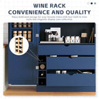 Mobile dispensa da cucina a colonna nero/blu/bianco, mobile indipendente con portabottiglie, per 1