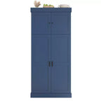 Mobile dispensa da cucina a colonna nero/blu/bianco, mobile indipendente con portabottiglie, per 1