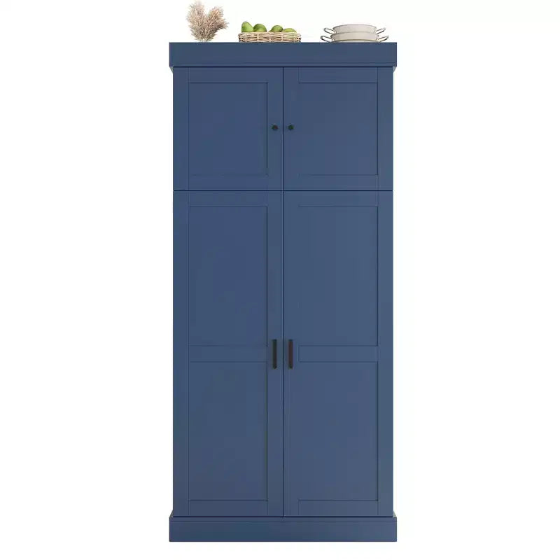Mobile dispensa da cucina a colonna nero/blu/bianco, mobile indipendente con portabottiglie, per 1