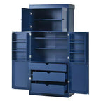 Mobile dispensa da cucina a colonna nero/blu/bianco, mobile indipendente con portabottiglie, per 1