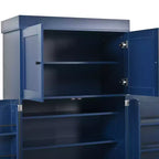 Mobile dispensa da cucina a colonna nero/blu/bianco, mobile indipendente con portabottiglie, per 1
