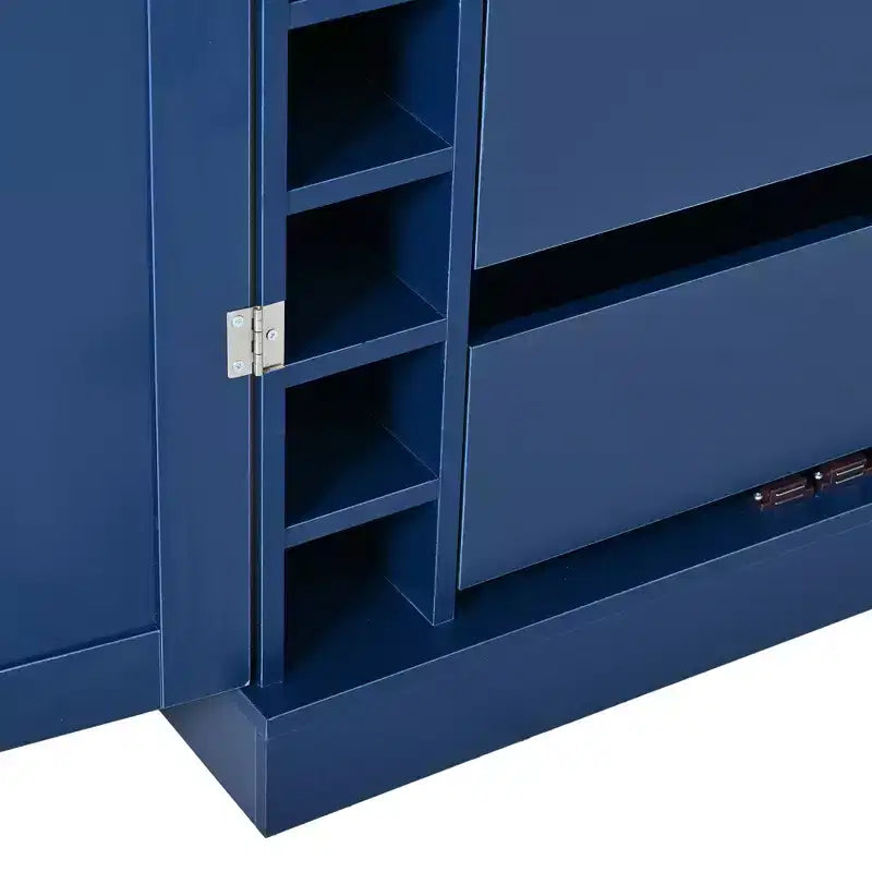 Mobile dispensa da cucina a colonna nero/blu/bianco, mobile indipendente con portabottiglie, per 1