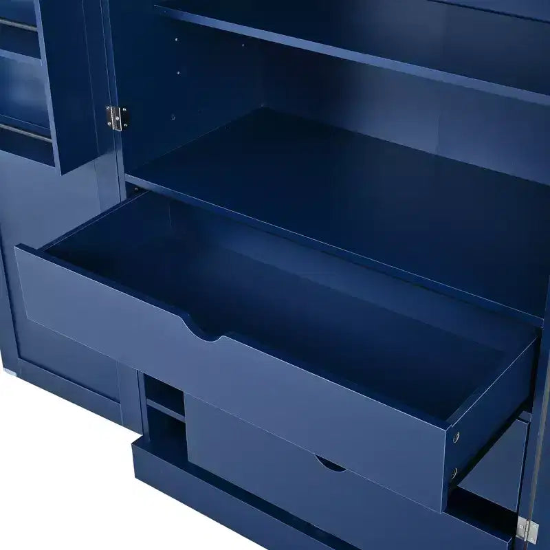 Mobile dispensa da cucina a colonna nero/blu/bianco, mobile indipendente con portabottiglie, per 1