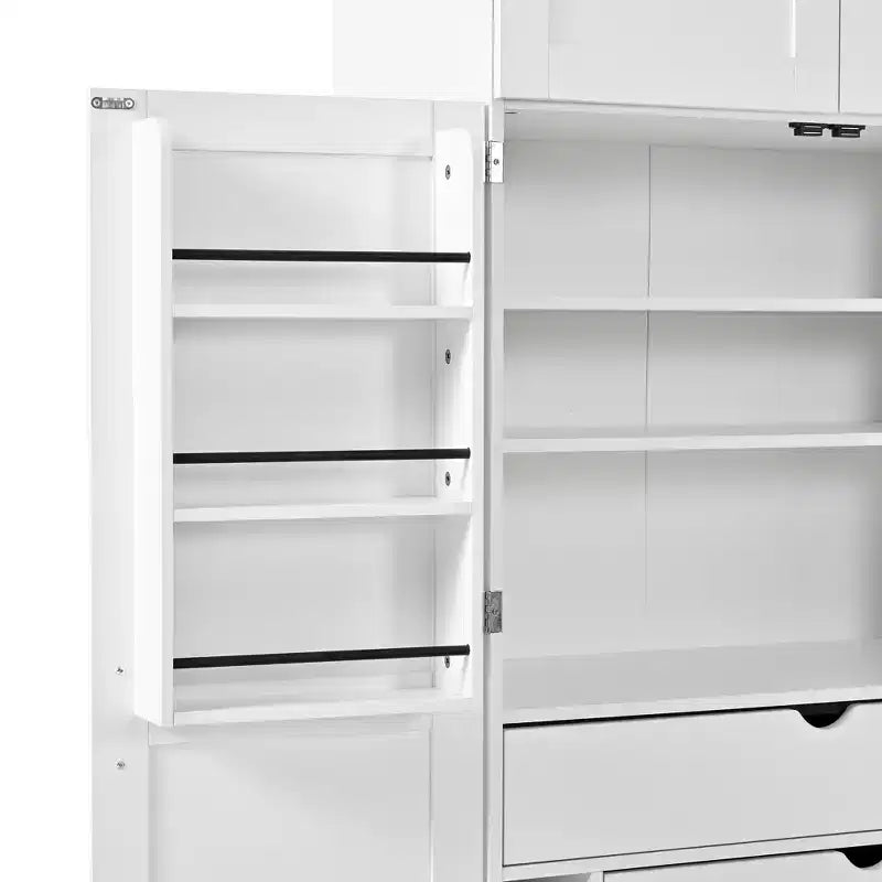 Mobile dispensa da cucina a colonna nero/blu/bianco, mobile indipendente con portabottiglie, per 1