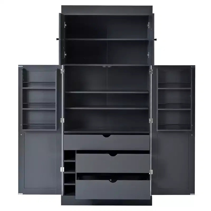 Mobile dispensa da cucina a colonna nero/blu/bianco, mobile indipendente con portabottiglie, per 1
