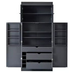 Mobile dispensa da cucina a colonna nero/blu/bianco, mobile indipendente con portabottiglie, per 1