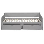 Lettino da giorno allungabile Twin grigio in legno con 2 cassetti, per 1-2 persone