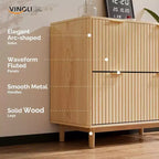 Karl Home Cassettiera portadocumenti in legno scanalato a 2 cassetti con design a cassetto ampio