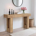 Tavolo Consolle Rustico Beige, Tavolo da Divano/Ingresso in Legno da 160 cm per 1