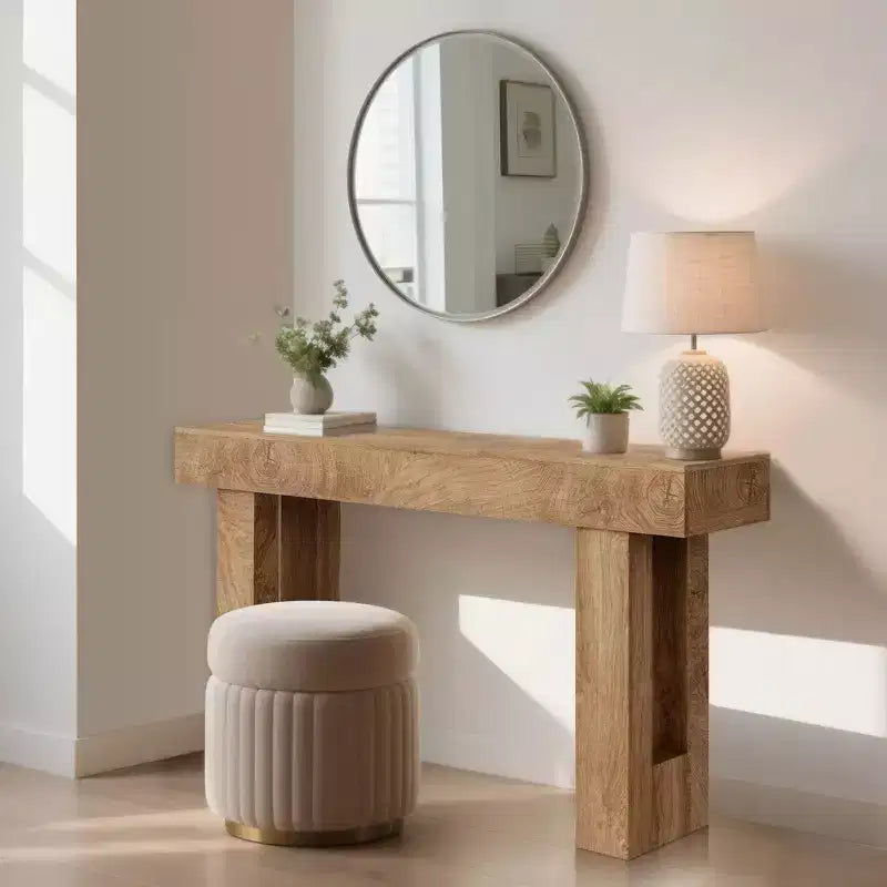 Tavolo Consolle Rustico Beige, Tavolo da Divano/Ingresso in Legno da 160 cm per 1