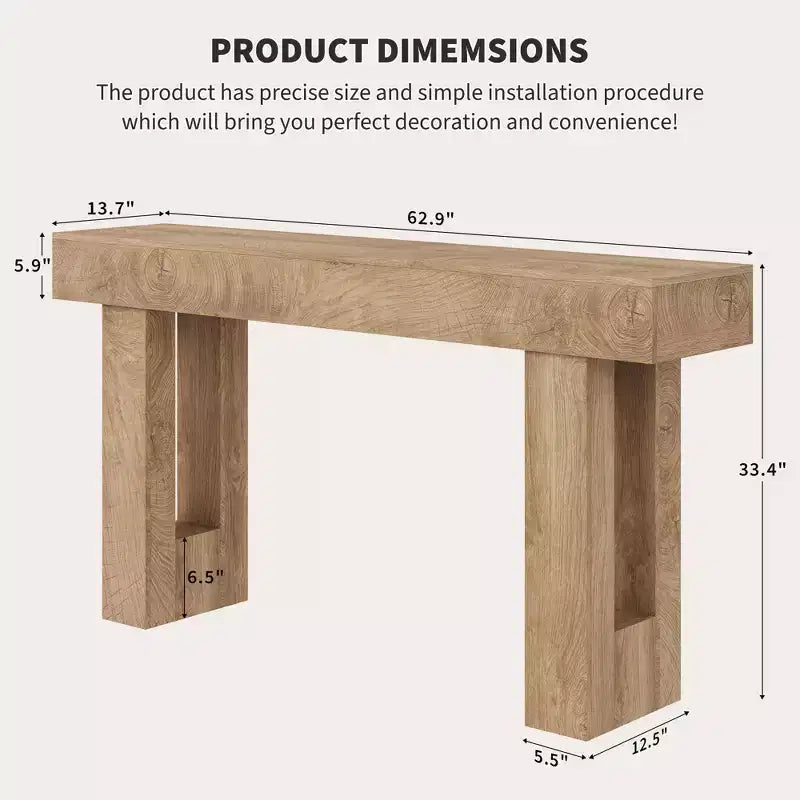 Tavolo Consolle Rustico Beige, Tavolo da Divano/Ingresso in Legno da 160 cm per 1