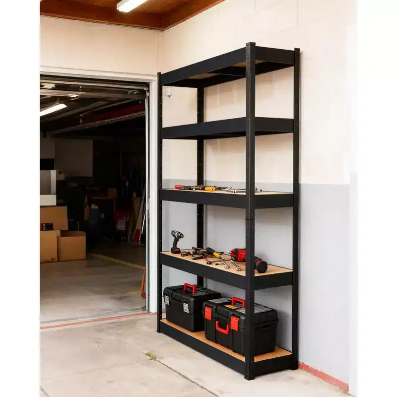 Scaffale in acciaio nero a 5 ripiani – Scaffale regolabile per 1-2 utenti