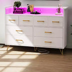 Cassettiera a 8 cassetti con luci LED e stazione di ricarica, marrone/bianco, per adulti