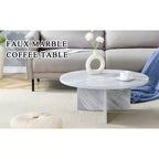 Tavolino rotondo bianco, base incrociata, MDF, 1 posto