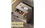 Comodino Marrone / Bianco con Scanalature, Cassetto e Ripiano Aperto, Montaggio per 1 Persona