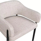 Sgabello da bancone di media altezza imbottito in tessuto beige/cognac/crema con braccioli, set da 2