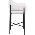 Sgabello da bancone di media altezza imbottito in tessuto beige/cognac/crema con braccioli, set da 2