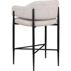Sgabello da bancone di media altezza imbottito in tessuto beige/cognac/crema con braccioli, set da 2