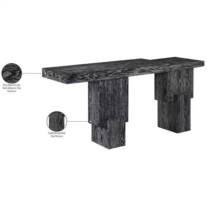 Consolle rettangolare nera/marrone/naturale, stile contemporaneo, 1 pezzo
