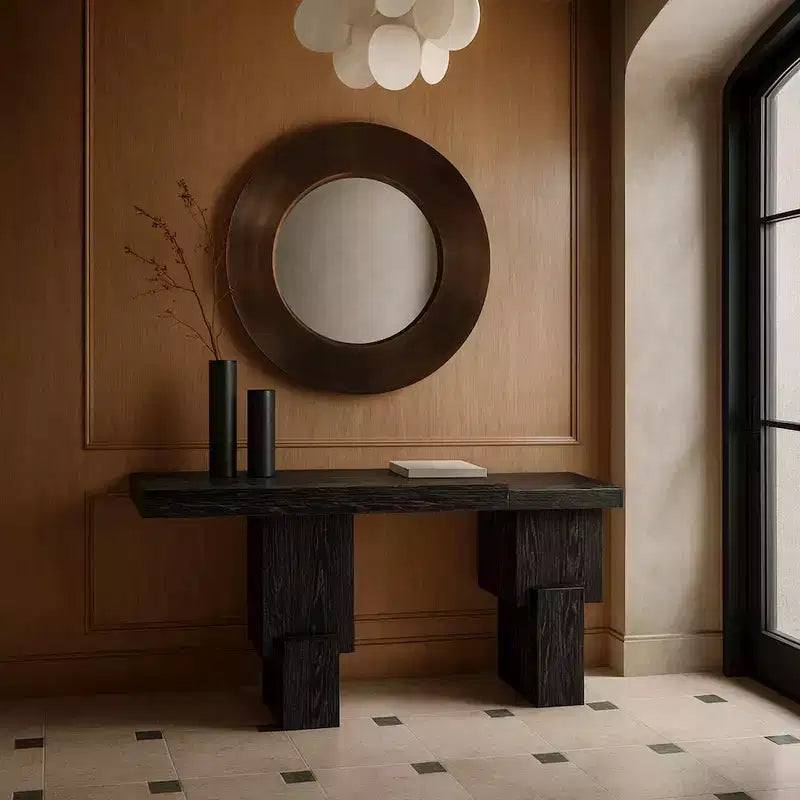 Consolle rettangolare nera/marrone/naturale, stile contemporaneo, 1 pezzo