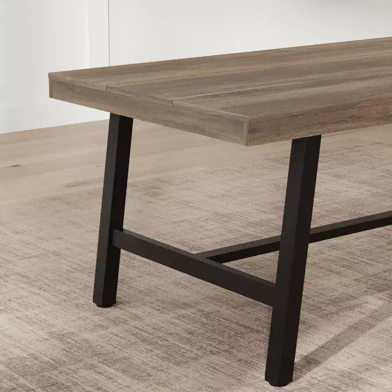 Tavolo da pranzo rettangolare industriale in noce grigio / noce / legno naturale, 6-8 posti