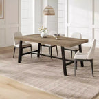 Tavolo da pranzo rettangolare industriale in noce grigio / noce / legno naturale, 6-8 posti