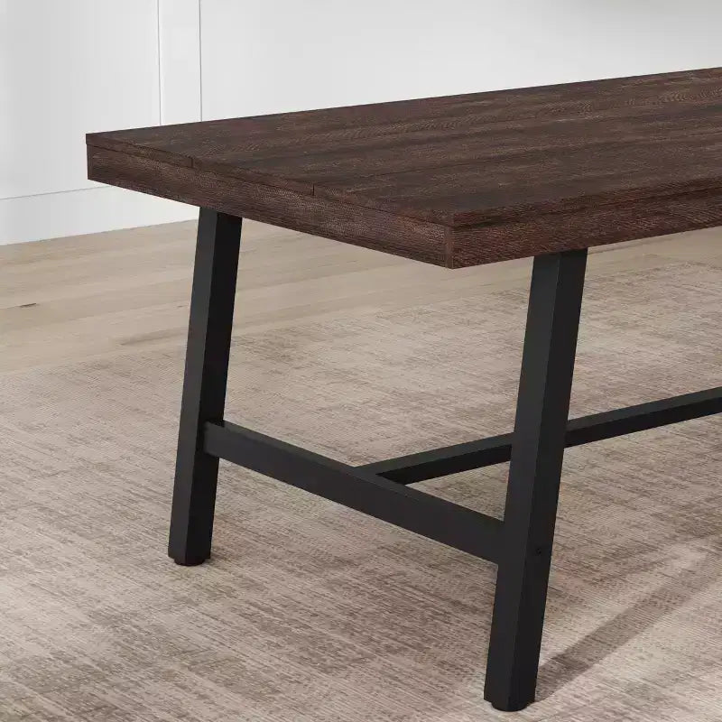 Tavolo da pranzo rettangolare industriale in noce grigio / noce / legno naturale, 6-8 posti
