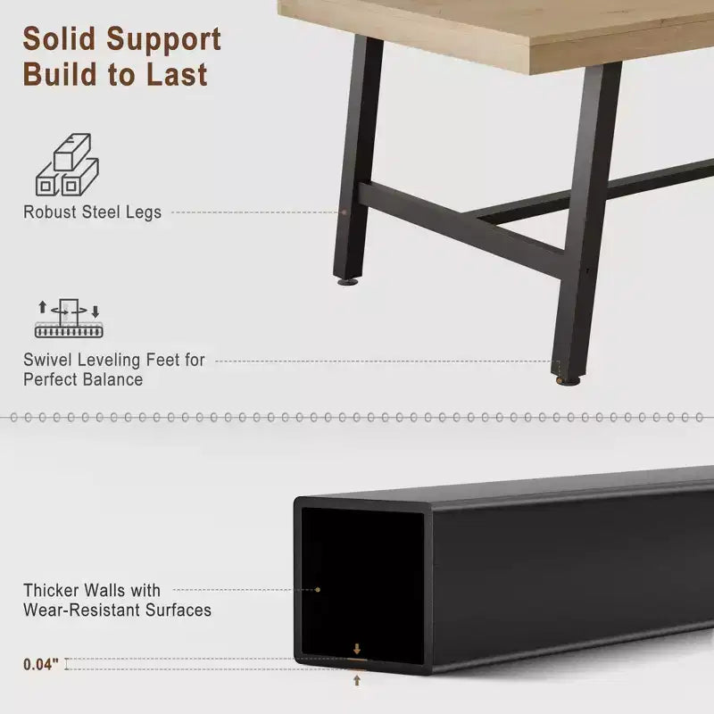 Tavolo da pranzo rettangolare industriale in noce grigio / noce / legno naturale, 6-8 posti